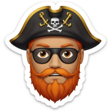 Pirata con un parche grande y negro que le cubra un ojo y con barba anaranjado sticker