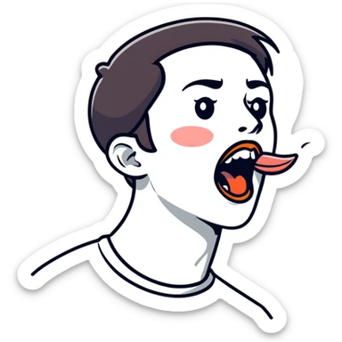 Person demonstrating mewing technique, side profile with visible jawline, tongue positioned on roof of mouth sticker