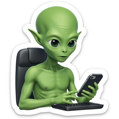 a alienígena digitando o celular sticker