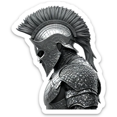 monochrome armored figure profile sticker