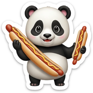 panda holding single hotdog sticker