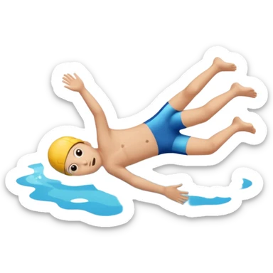 Kid doing a belly flop in to a pool full of water. Show the pool sticker