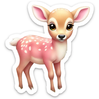 cute pink baby deer standing eating grass sticker