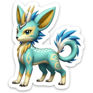  Tropical Tiny Marked Patterned Tribal Tropical Tiny Marked Patterned Tribal WereGarurumon-Suicune-Linoone-Meloetta-Renamon-fusion-hybrid-creature (full body) sticker