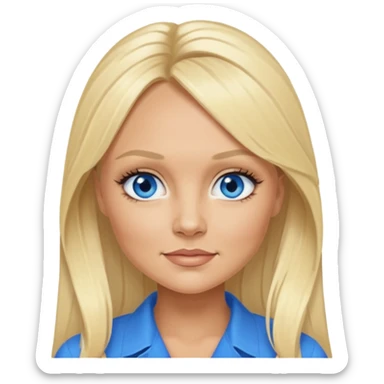 Emma Bunton with blue eyes, blonde long ponytail hair sticker