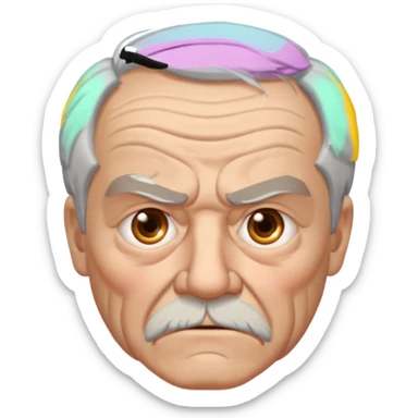 Grumpy old man with one eye sticker