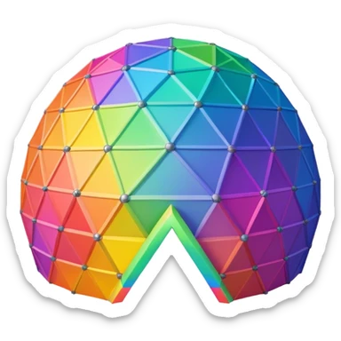 Geodesic dome with trippy glowing rainbow colors sticker