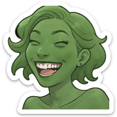 girl having hands around next laughing  sticker