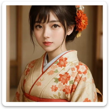 realistic anime style woman in a kimono sticker