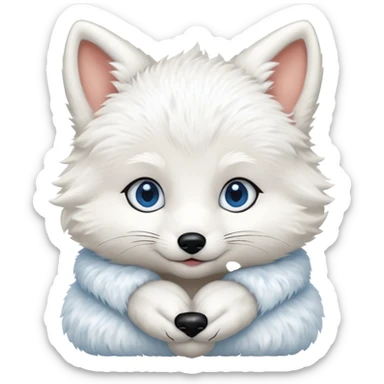 a white baby fox with blue eyes emoji sticker