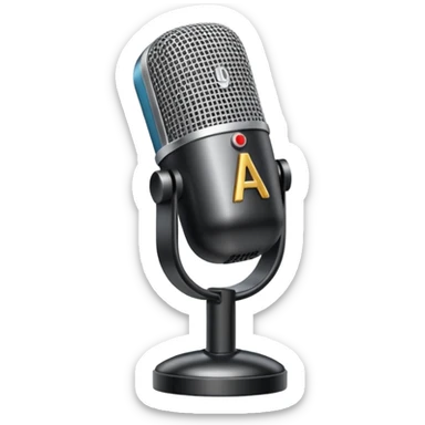 microphone with AI letters sticker