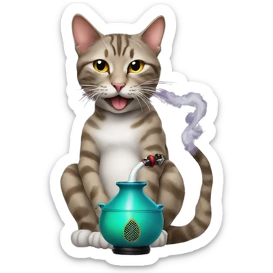 Cat smoking hookah sticker