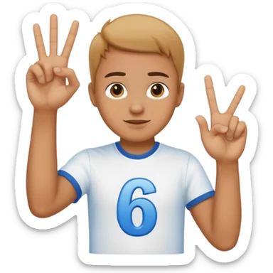 I need a 67 emoji. Like a male person doing six seven hand motion and the numbers 6 and 7 shld be on top of the 2 hands sticker