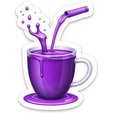 A cup of purple liquid spilling out of it sticker
