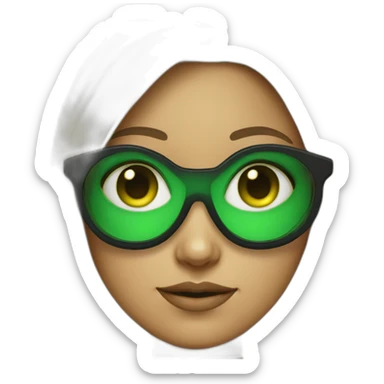 Shaten Girl with green-black alien glasses sticker