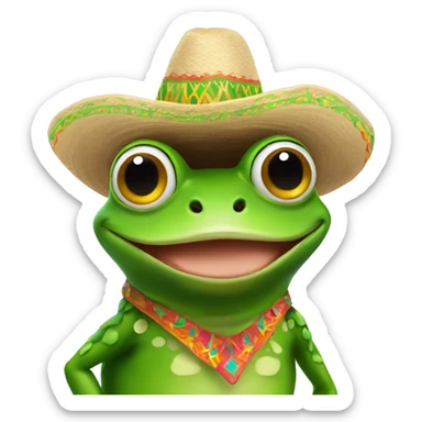 Frog wearing a sombrero sticker