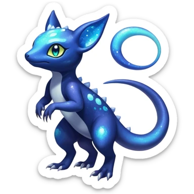 Colorful Iridescent Exotic Nebulae Salandit-Meowstic-Amaura-Fakémon-hybrid-creature (full body)  sticker