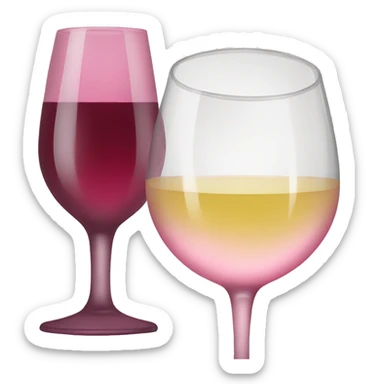 Pink wine glass with white wine sticker