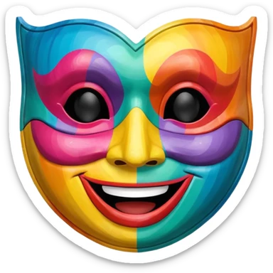 Please generate a multicolored happy mask. sticker