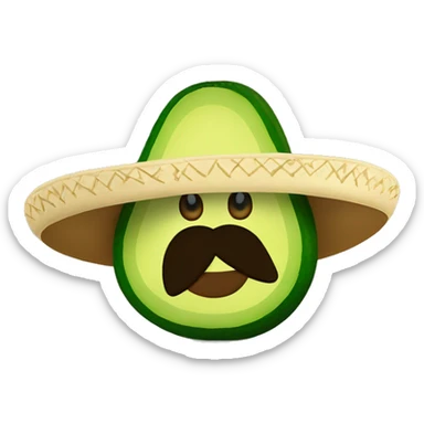 Avocado with Mexican moustache ￼ sombrero and a gun sticker