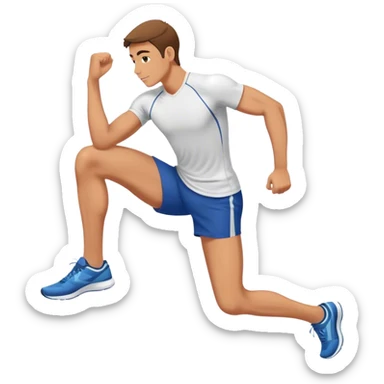 male runner stretching quadriceps sticker