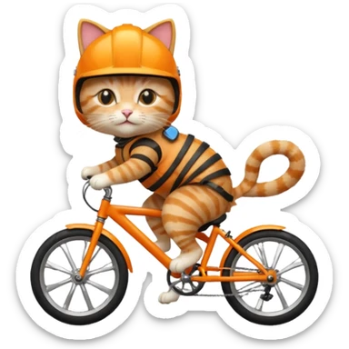 cat riding a bike sticker