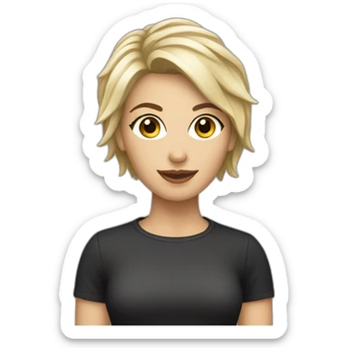 caucasian female rock star with short hair sticker