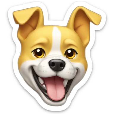 yellow and white dog with muscles and thumbs up showing the whole body sticker