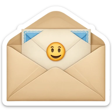 an open beige envelope with a letter sticking out of it sticker