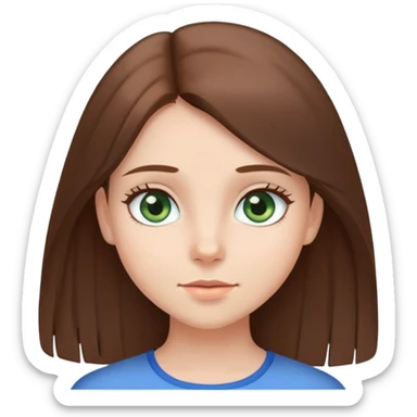 Cute girl, brown straightish hair, blue/grey/green eyes sticker