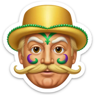 Donald trump dancing at Mardi Gras with a large moustache  sticker