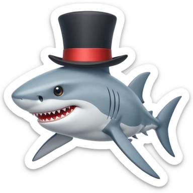 Shark with a top hat sticker