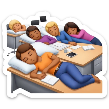 lazy people sleeping in office sticker