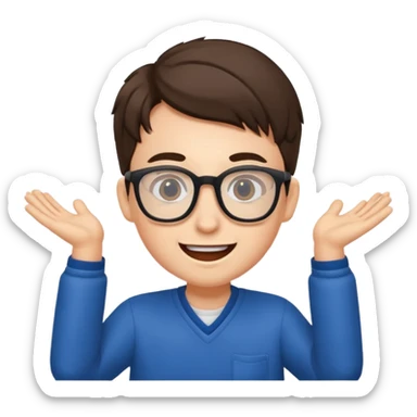 young programmer working at the computer, excited sticker