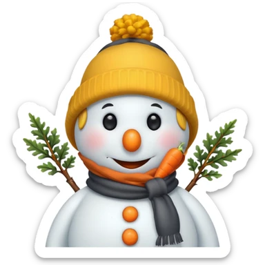 snowman wearing yellow hat sticker