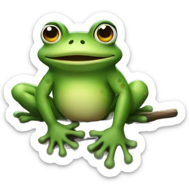 frog sitting on a log in the cold sticker