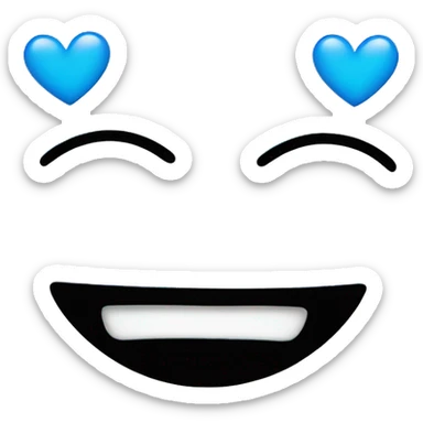 Smiley with blue hearts intead of eyes sticker