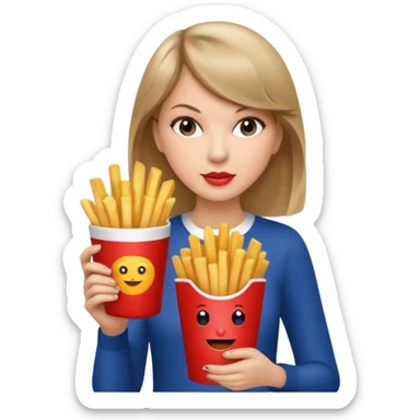 Taylor Swift holding a cup of fries





































 sticker