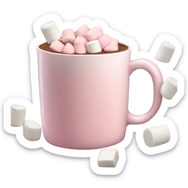 Light Pink mug of hot chocolate with marshmallows  sticker