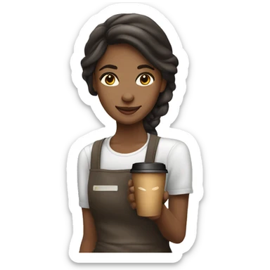 coffeeshop worker girl holding coffee sticker