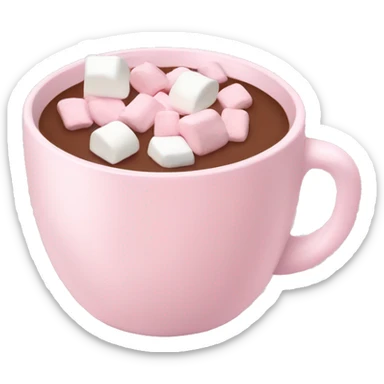 Light Pink mug of hot chocolate with marshmallows  sticker