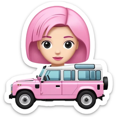 Pink Land Rover with HAIRDRESSER written on side  sticker