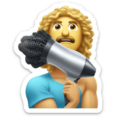 Fair skinned male God using a hair dryer  sticker