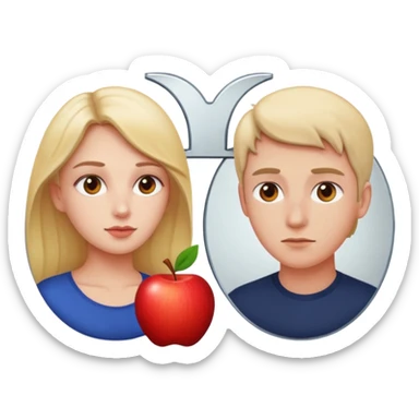concise emoji of a woman gazing into a mirror with a man on the other side, apple emoji style, minimalistic sticker