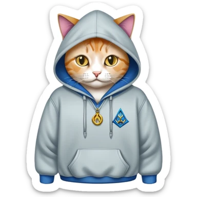 Cat with hoodie in secret society  sticker