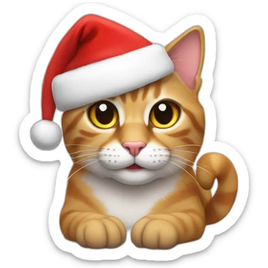 Cat with Santa claws Hat sticker