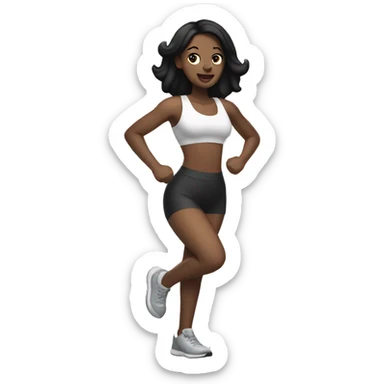 Pale woman with black hair doing aerobic sticker