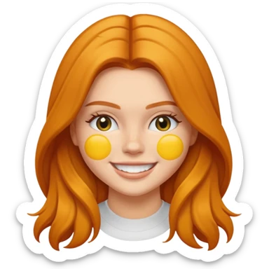 ginger Kendall Jenner with long hair in the style of an emoji sticker