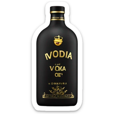 High and slim Black Matt bottle of Vodka with golden letters deluxe sticker