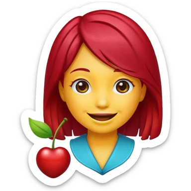 Make me an emoji with cherry red hair sticker